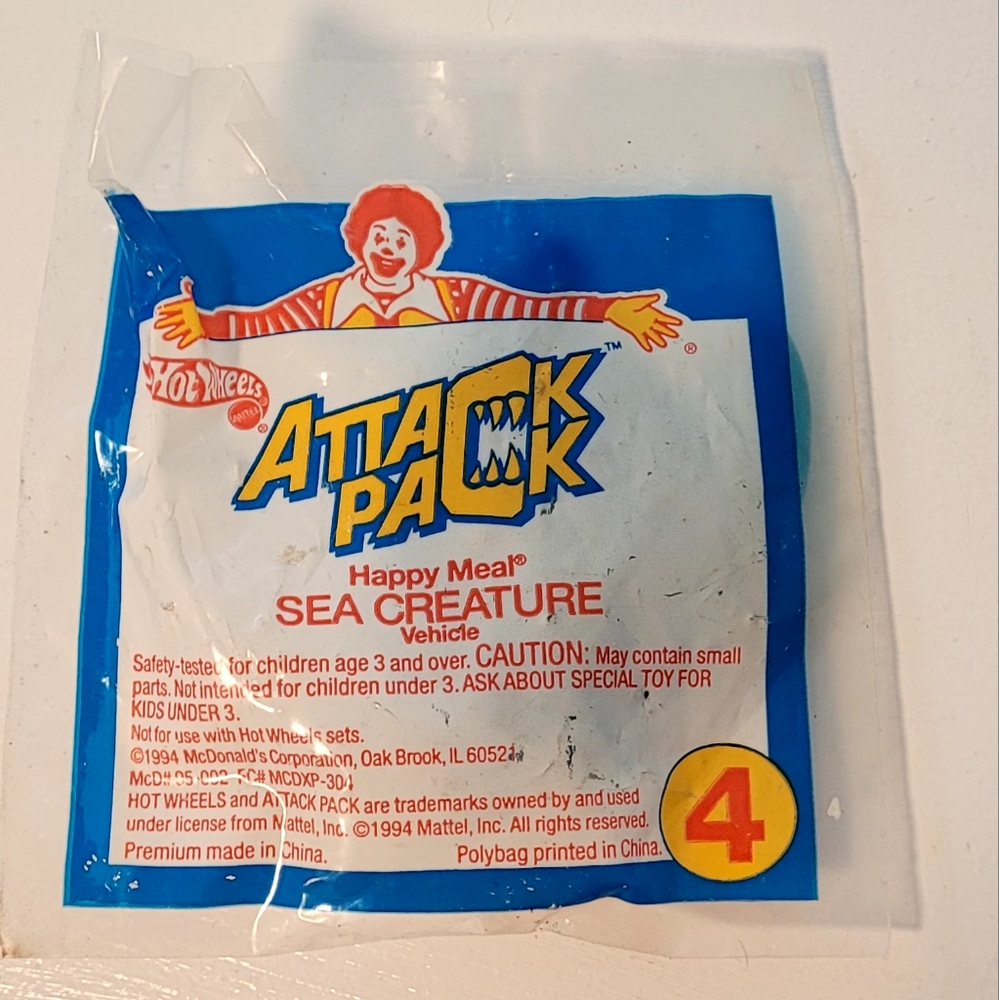 1994 Hot Wheels Attack Pack Sea Creature Vehicle, From McDonald's Happy Meal